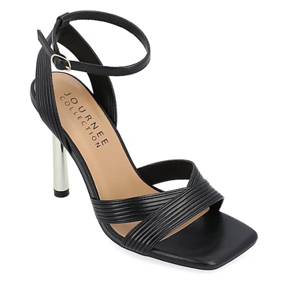 NEW Journee Collection Women's Annett Pump Heel Sandals sz 6.5 Black